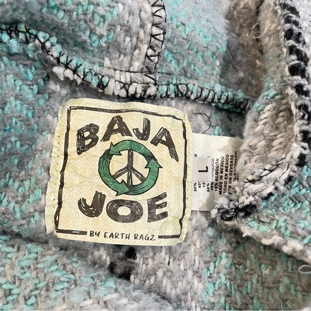 Baja Joe Beach Hoodie Sweater Mint & White Stripe Large - Picture 4 of 8